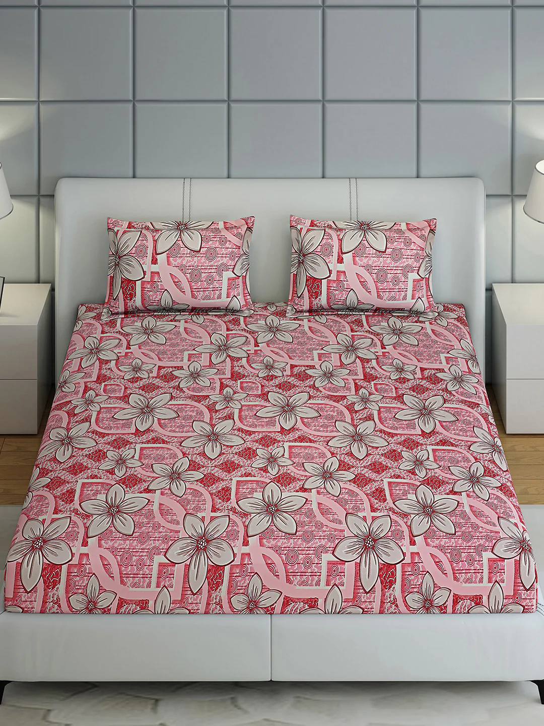 144 TC Cotton Double Bed 1 Bedsheet with 2 Pillow Covers (Fashnik) - Image 2