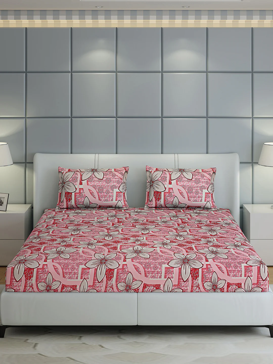 144 TC Cotton Double Bed 1 Bedsheet with 2 Pillow Covers (Fashnik) - Image 3
