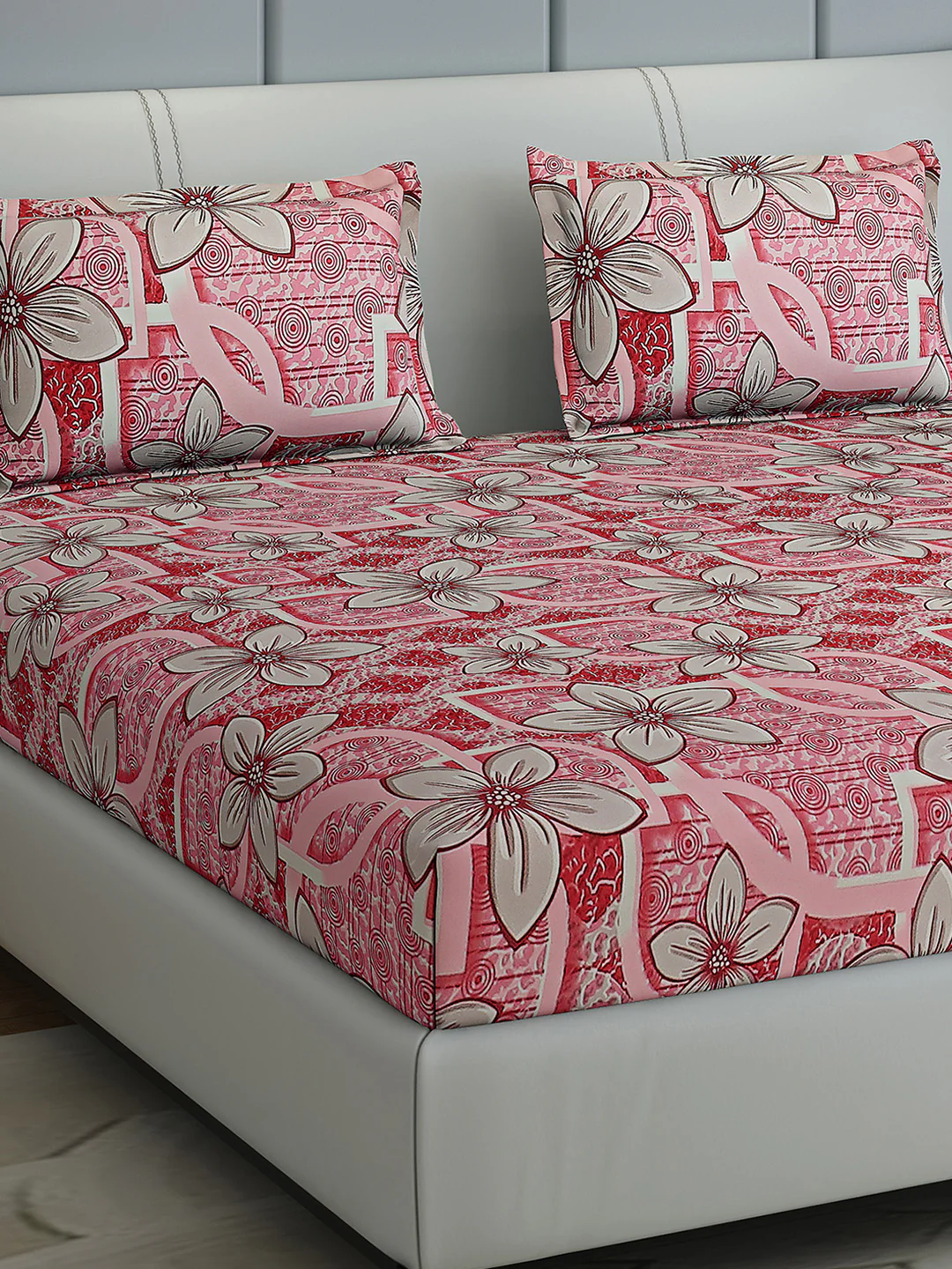144 TC Cotton Double Bed 1 Bedsheet with 2 Pillow Covers (Fashnik) - Image 4