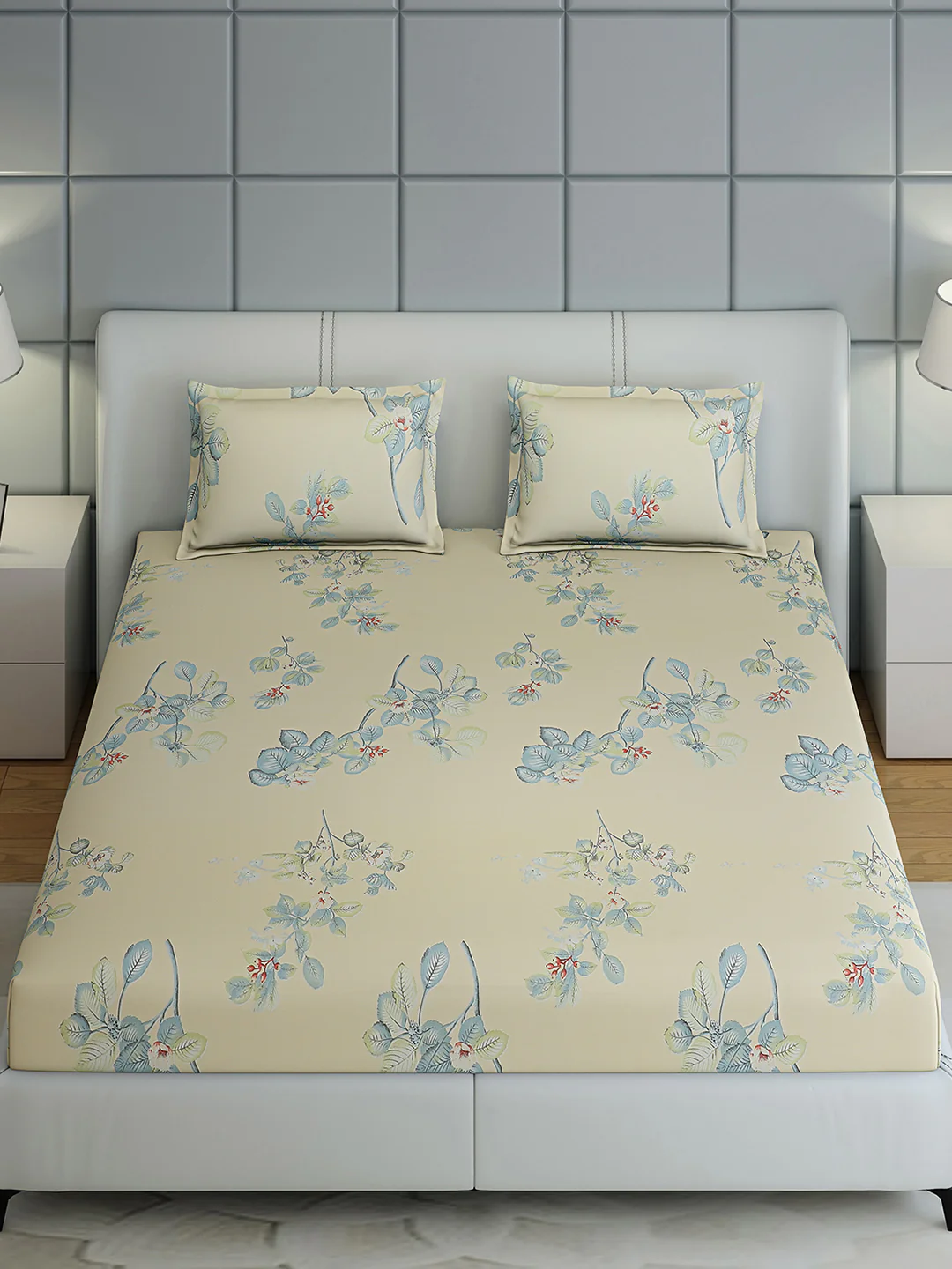 144 TC Cotton Double Bed 1 Bedsheet with 2 Pillow Covers (Fashnik) - Image 2