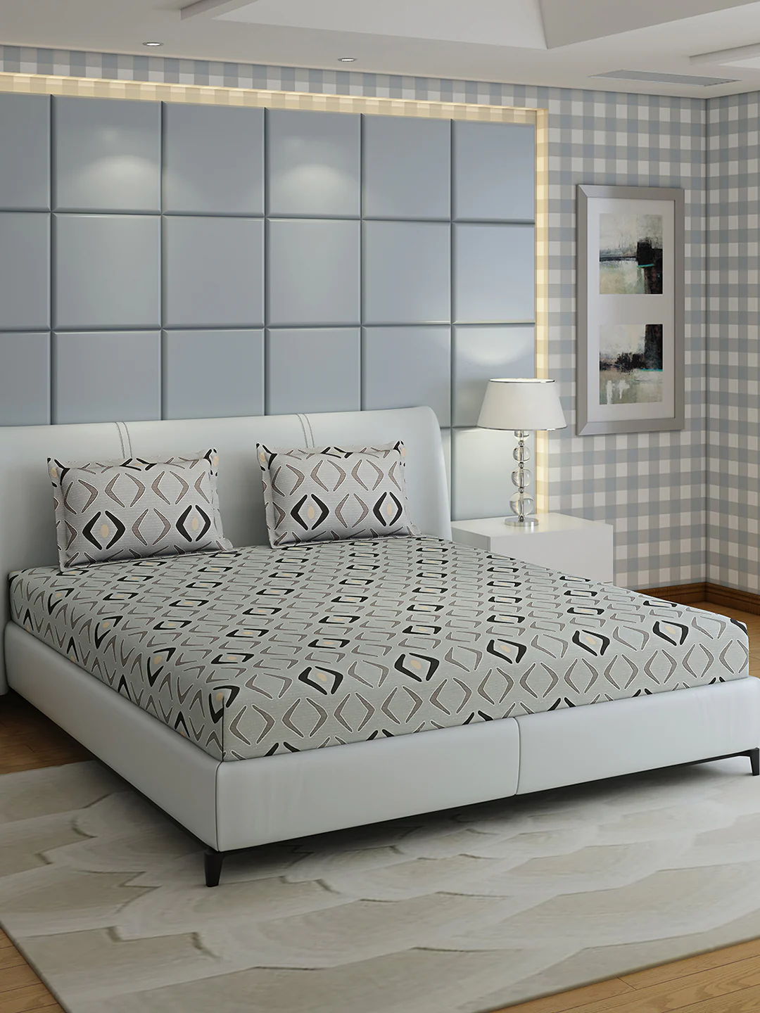 144 TC Cotton Double Bed 1 Bedsheet with 2 Pillow Covers (Fashnik)
