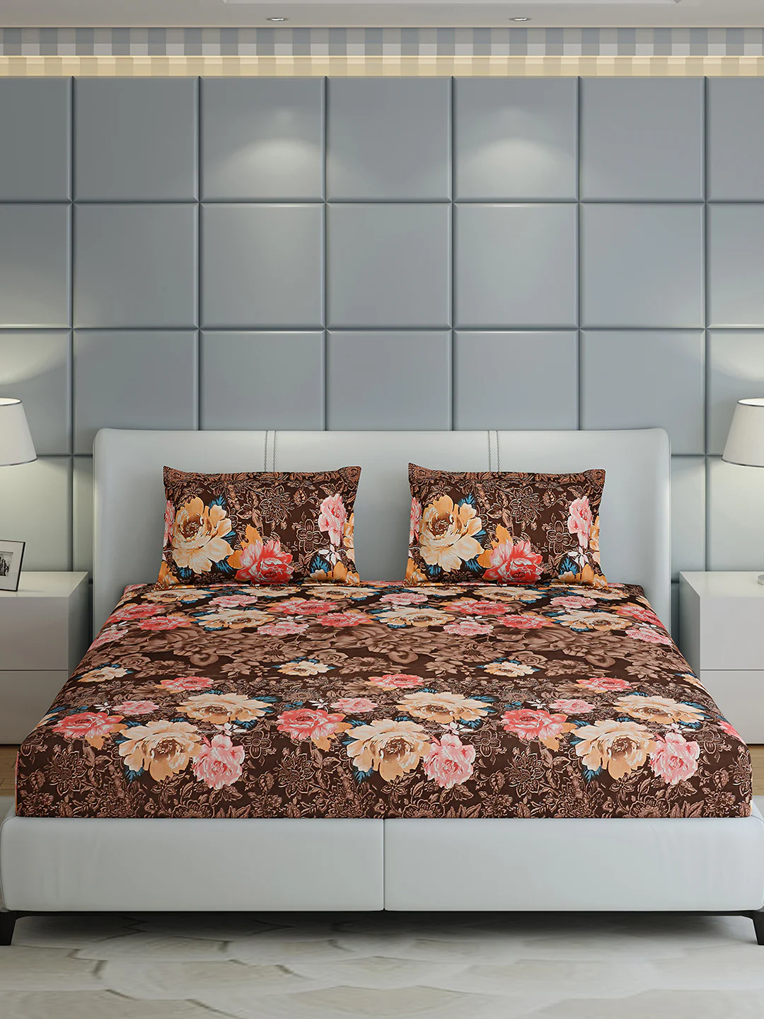 144 TC Cotton Double Bed 1 Bedsheet with 2 Pillow Covers (Fashnik) - Image 3