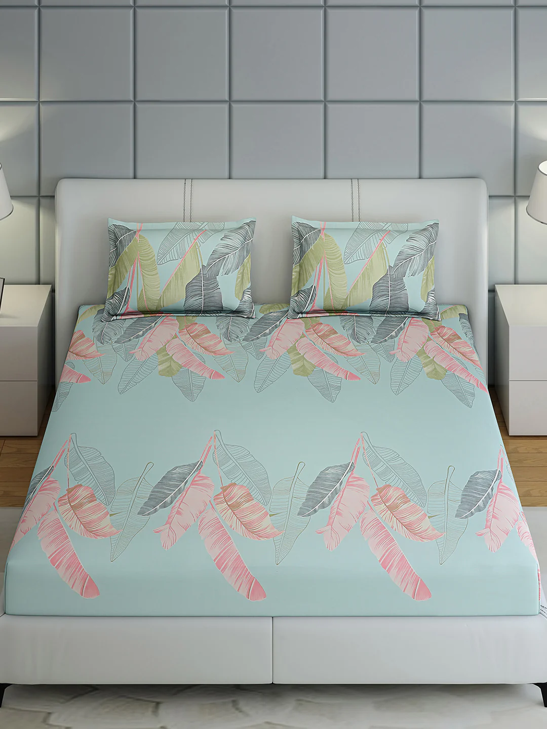 144 TC Cotton Double Bed 1 Bedsheet with 2 Pillow Covers (Fashnik) - Image 2
