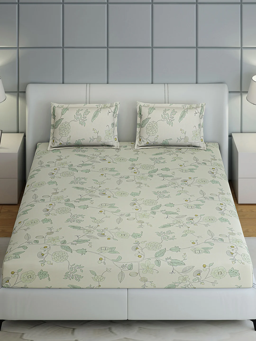 144 TC Cotton Double Bed 1 Bedsheet with 2 Pillow Covers (Fashnik) - Image 2