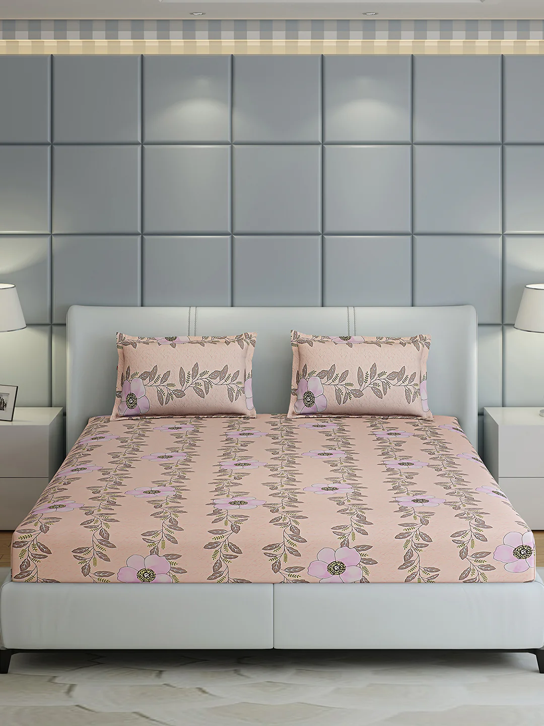 144 TC Cotton Double Bed 1 Bedsheet with 2 Pillow Covers (Fashnik) - Image 3