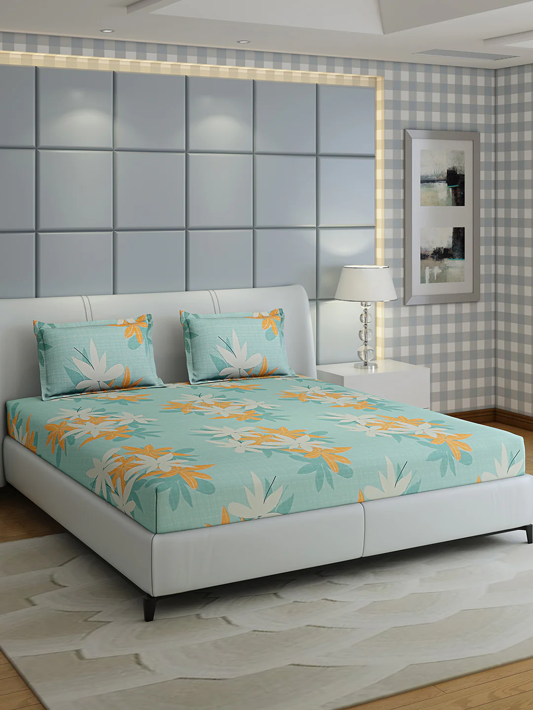 144 TC Cotton Double Bed 1 Bedsheet with 2 Pillow Covers (Fashnik)
