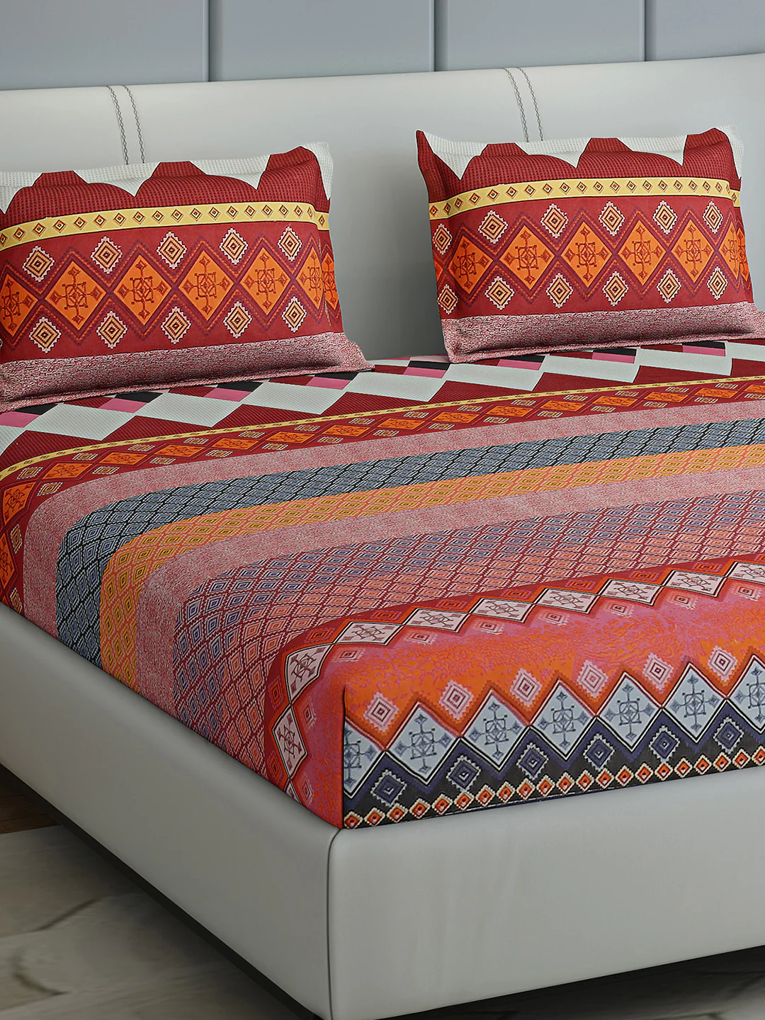 144 TC Cotton Double Bed 1 Bedsheet with 2 Pillow Covers (Fashnik) - Image 4
