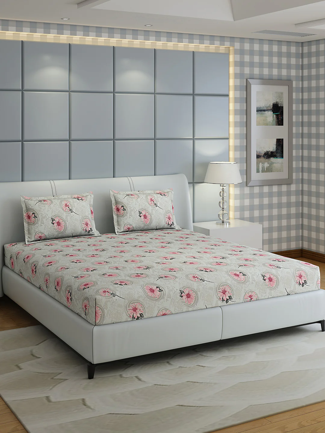 144 TC Cotton Double Bed 1 Bedsheet with 2 Pillow Covers (Fashnik)