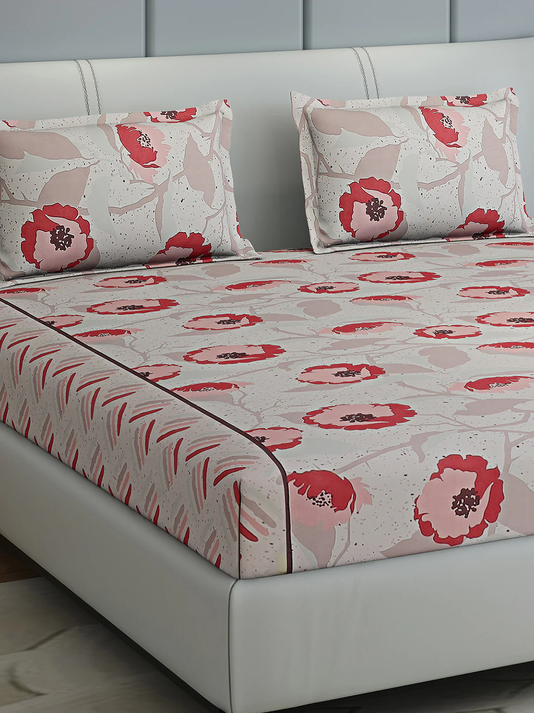 144 TC Cotton Double Bed 1 Bedsheet with 2 Pillow Covers (Fashnik) - Image 4