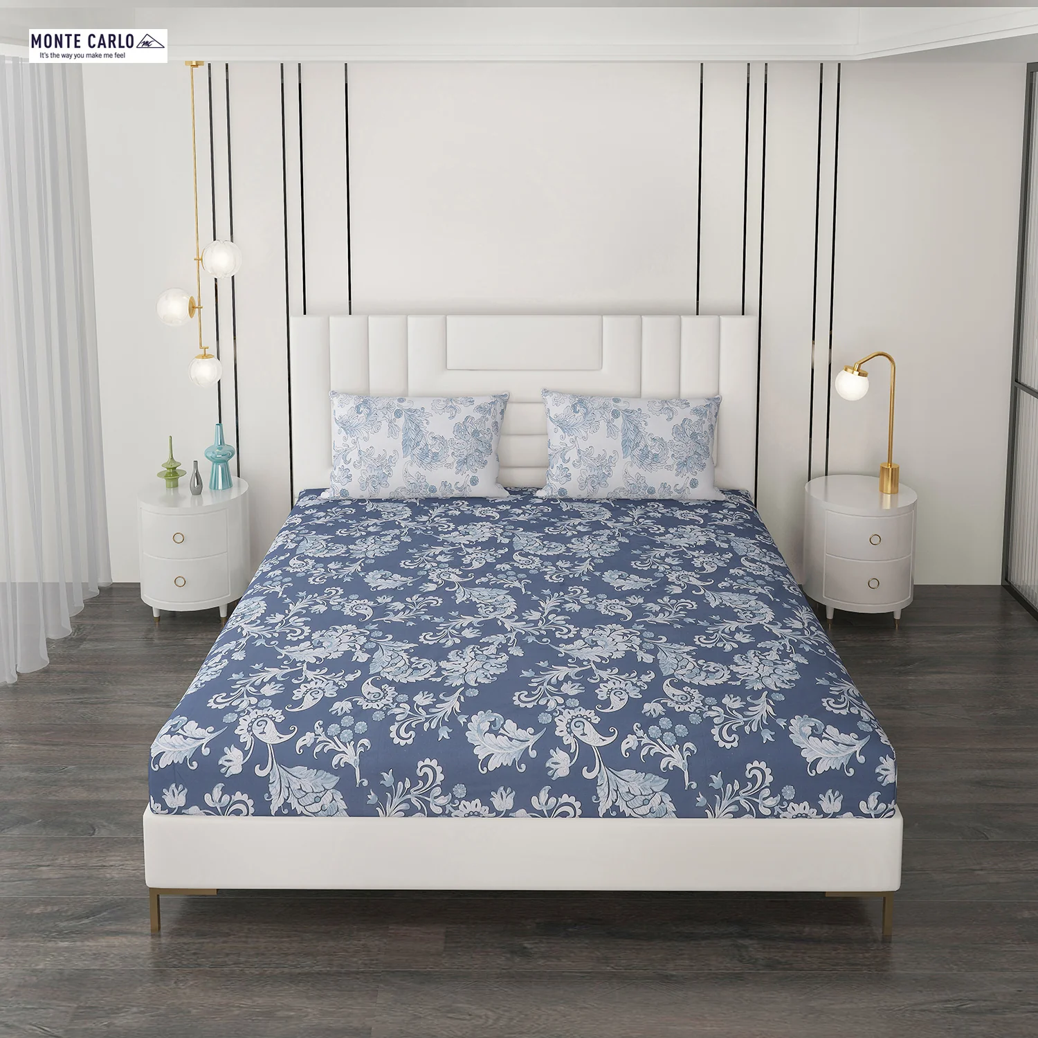 144 TC Cotton Double Bedsheet with 2 Pillow Covers - Image 2