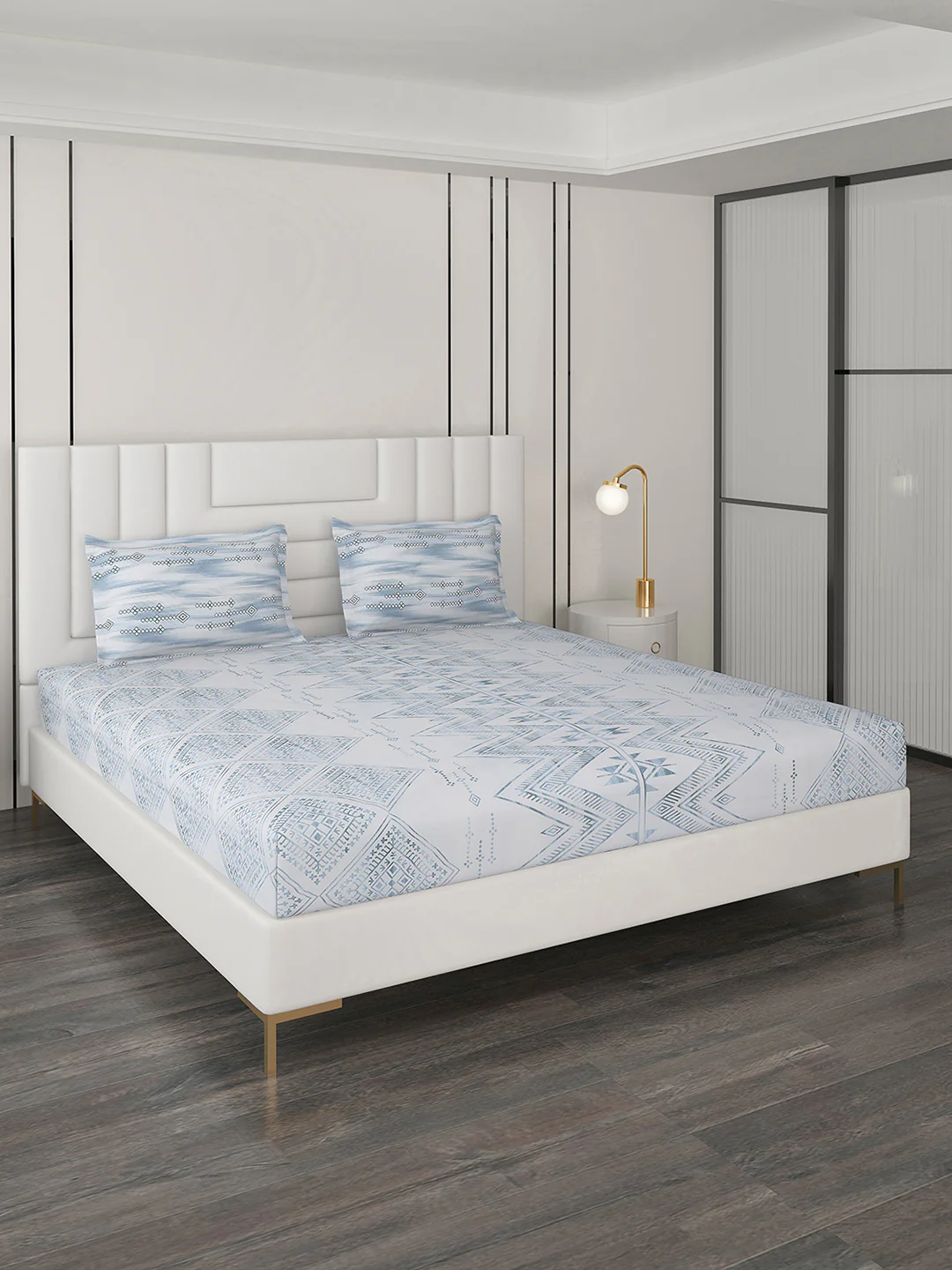 144 TC Cotton Double Bedsheet with 2 Pillow Covers - Image 2