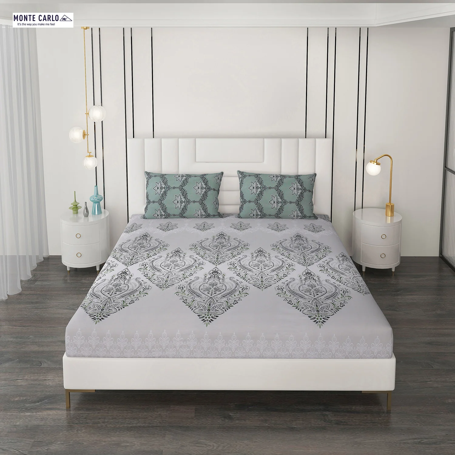 144 TC Cotton Double Bedsheet with 2 Pillow Covers - Image 2