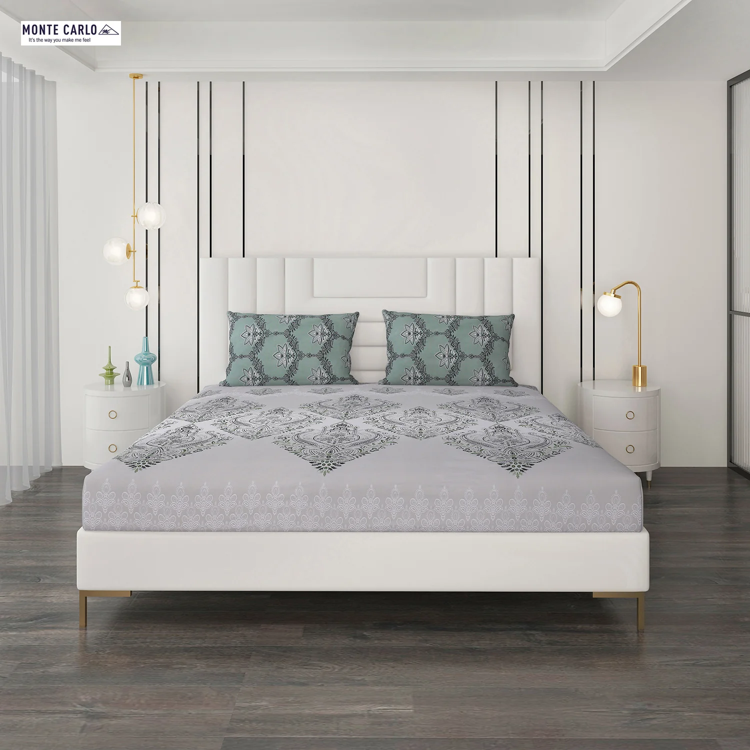 144 TC Cotton Double Bedsheet with 2 Pillow Covers - Image 3