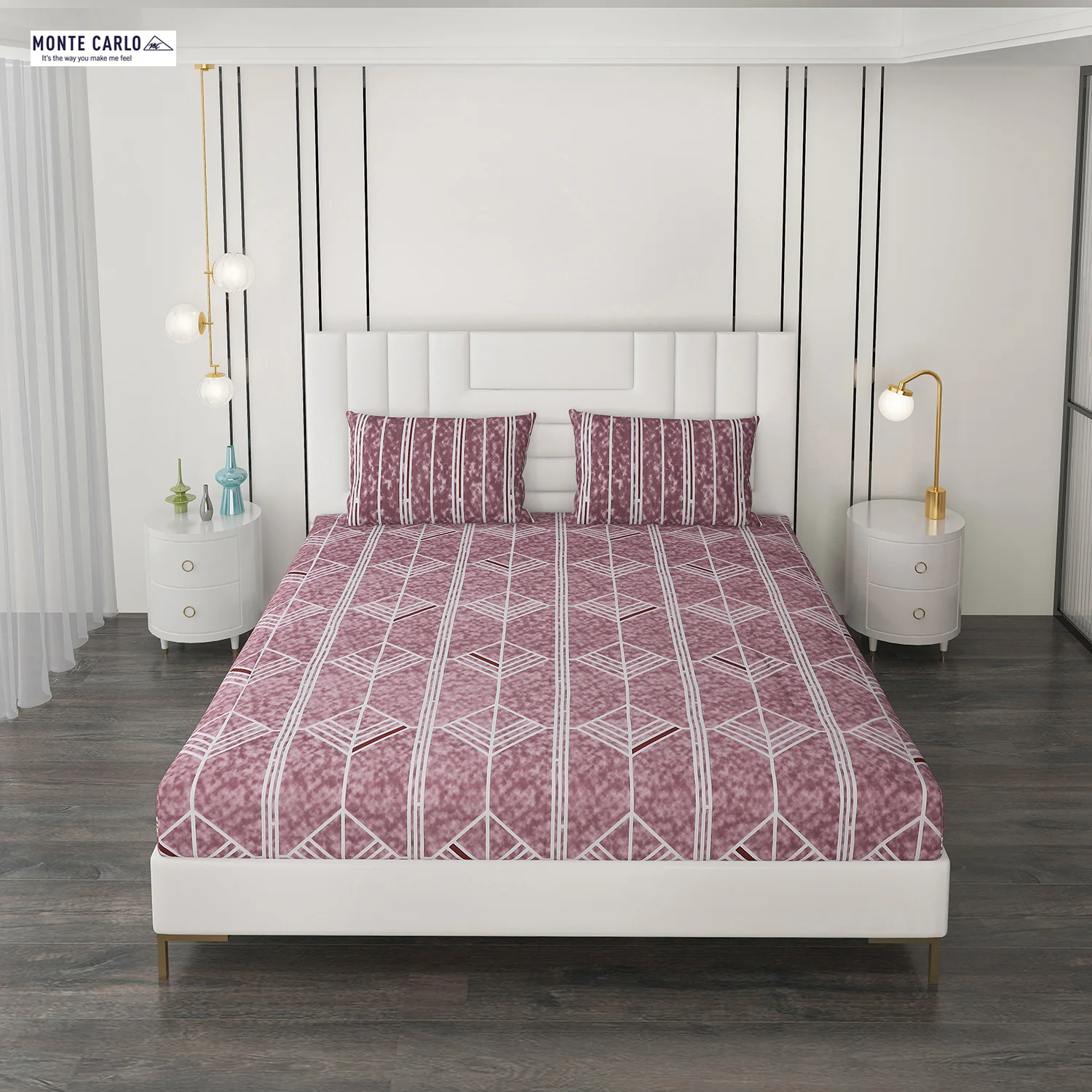 144 TC Cotton Double Bedsheet with 2 Pillow Covers - Image 2