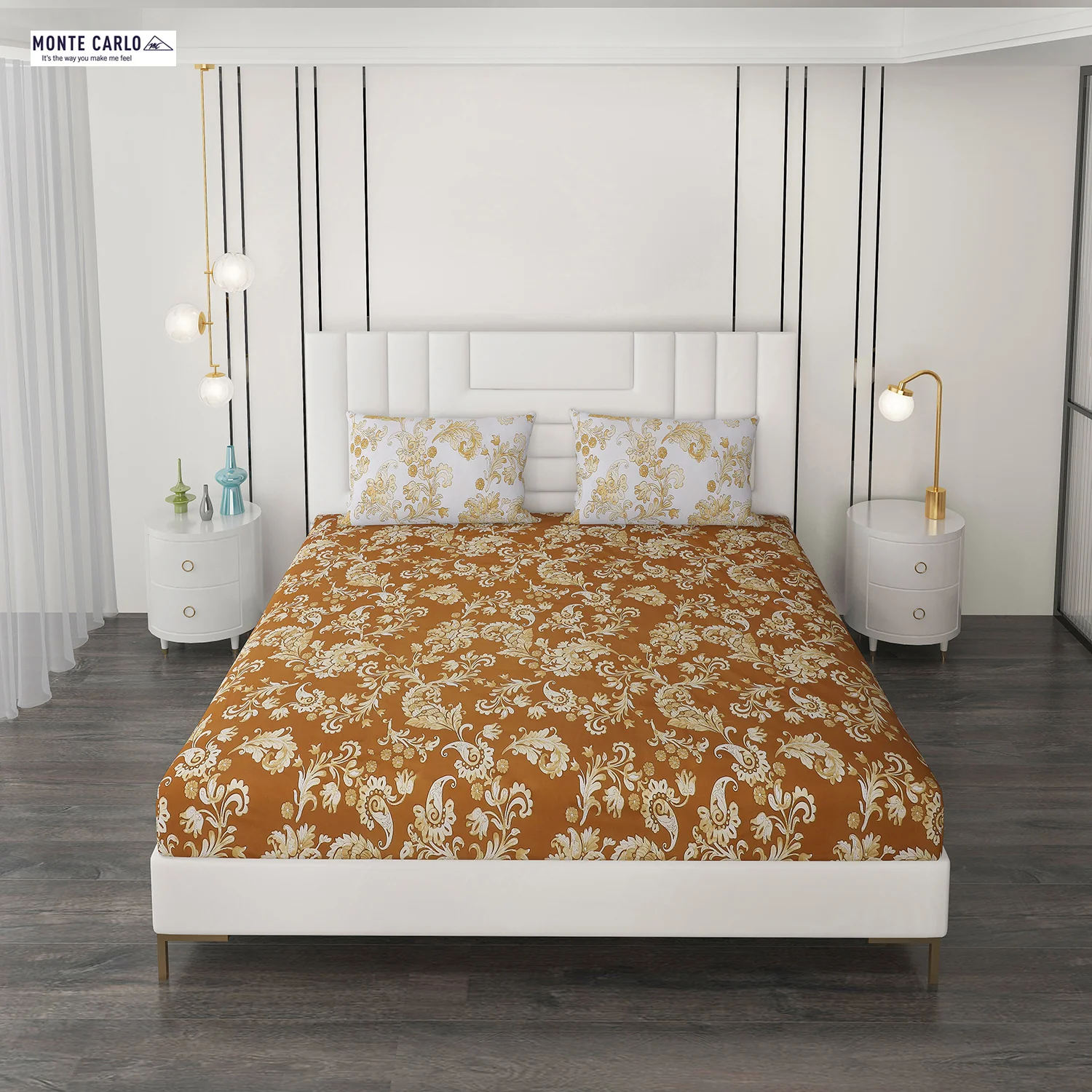 144 TC Cotton Double Bedsheet with 2 Pillow Covers - Image 2