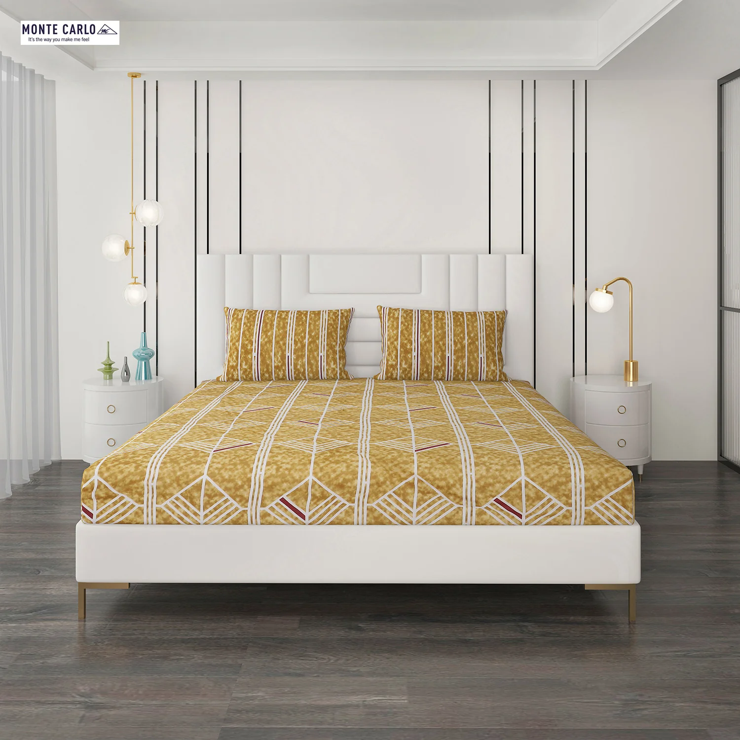 144 TC Cotton Double Bedsheet with 2 Pillow Covers - Image 3