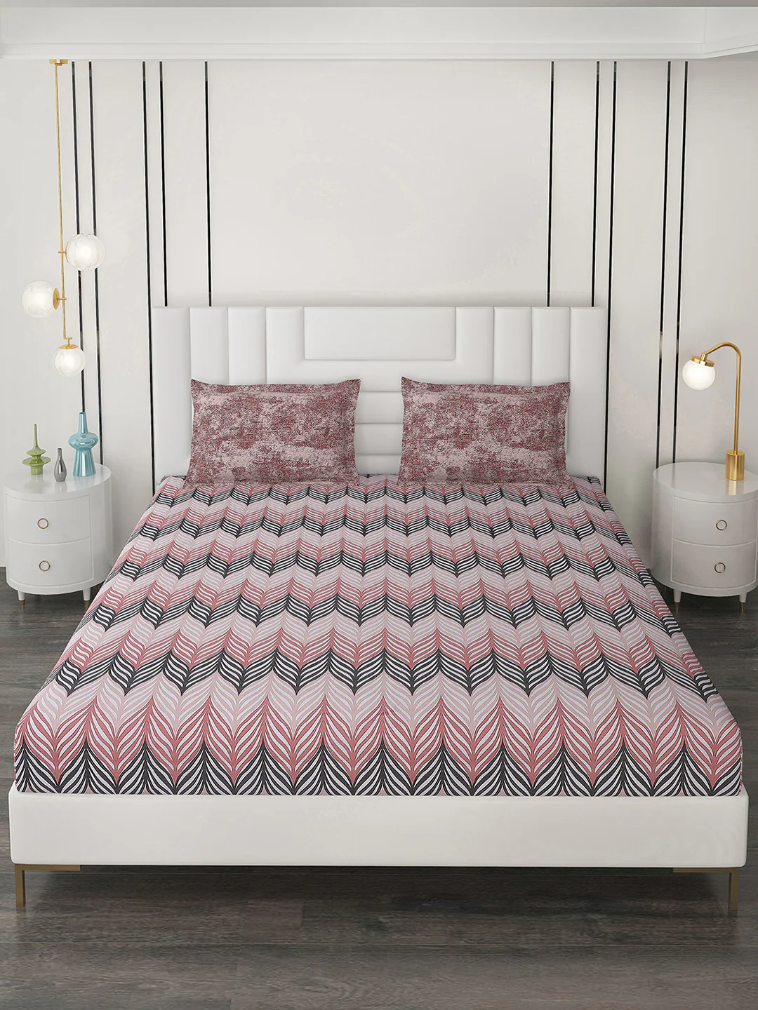 144 TC Cotton Double Bedsheet with 2 Pillow Covers - Image 3