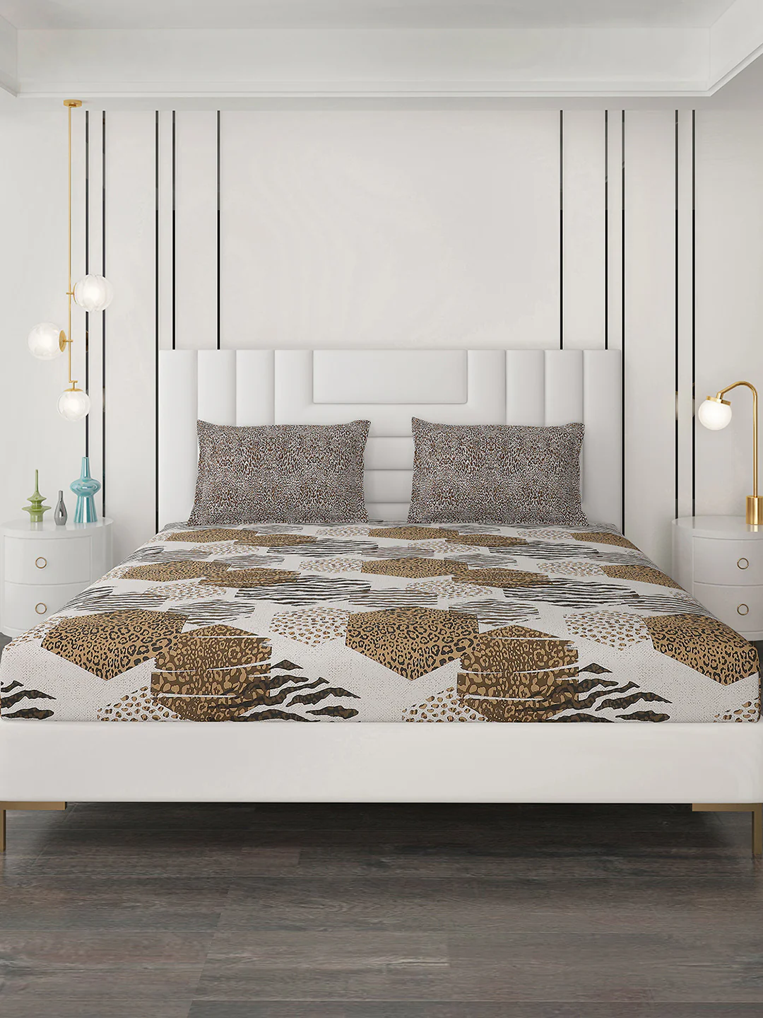 144 TC Cotton Double Bedsheet with 2 Pillow Covers - Image 4