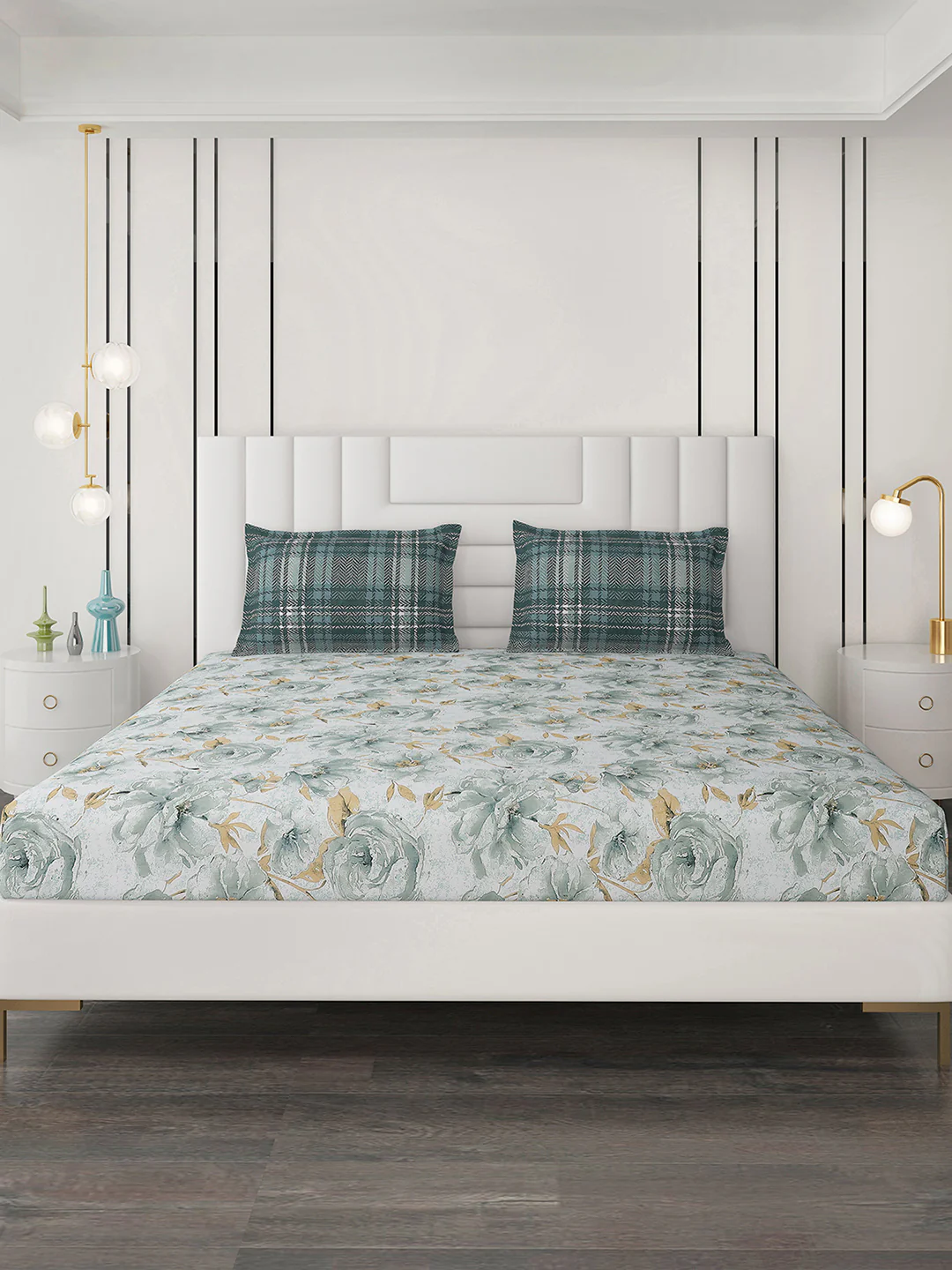 144 TC Cotton Double Bedsheet with 2 Pillow Covers - Image 3