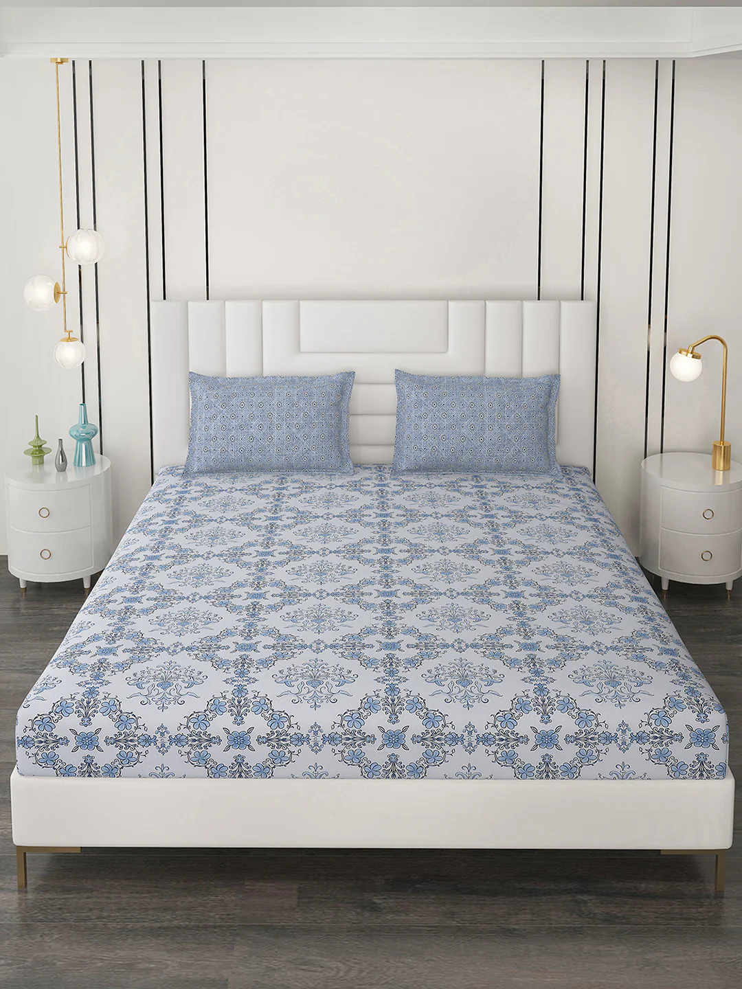 144 TC Cotton Double Bedsheet with 2 Pillow Covers - Image 2