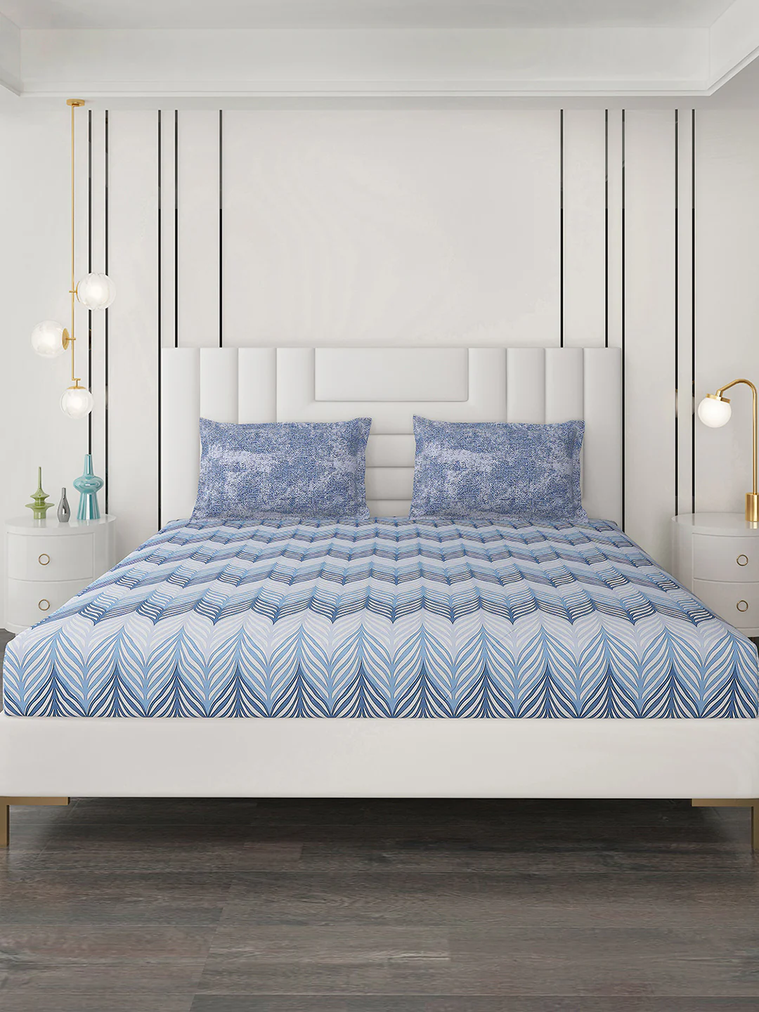 144 TC Cotton Double Bedsheet with 2 Pillow Covers - Image 3