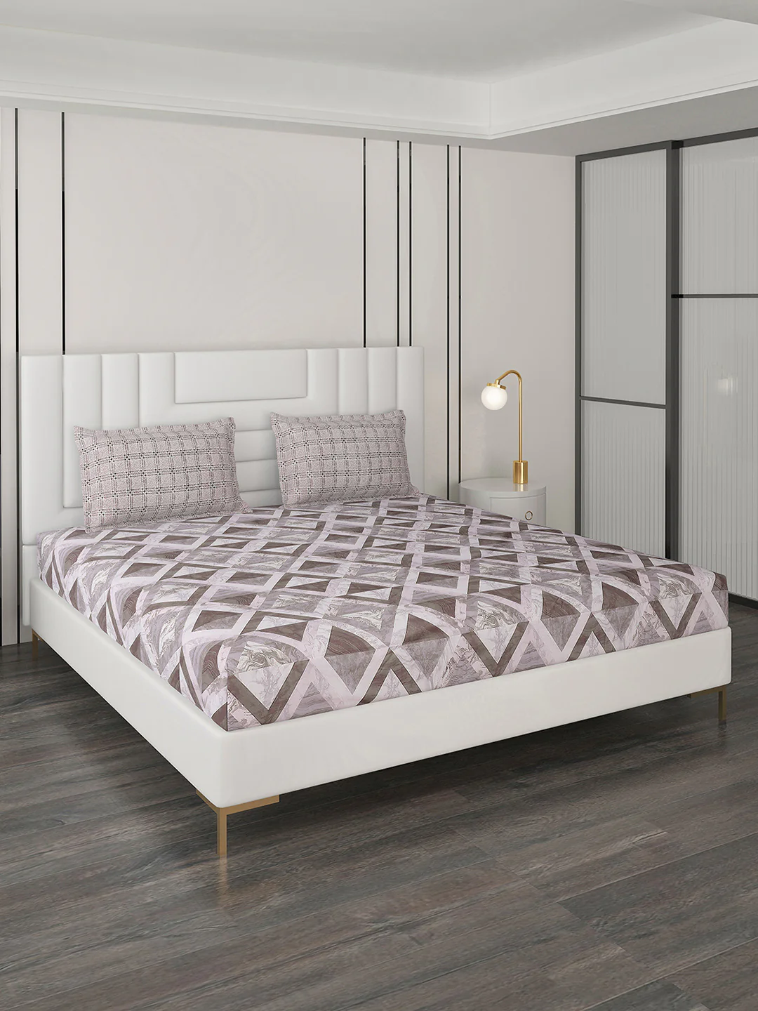 144 TC Cotton Double Bedsheet with 2 Pillow Covers - Image 2