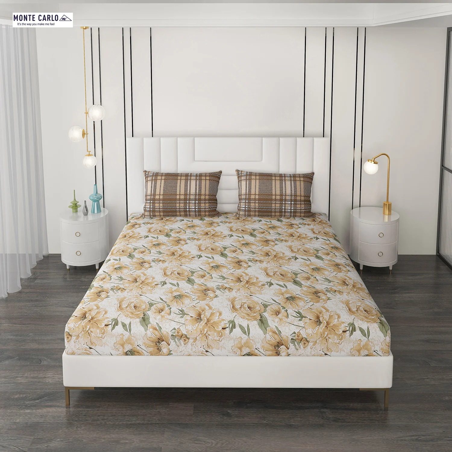 144 TC Cotton Double Bedsheet with 2 Pillow Covers - Image 2