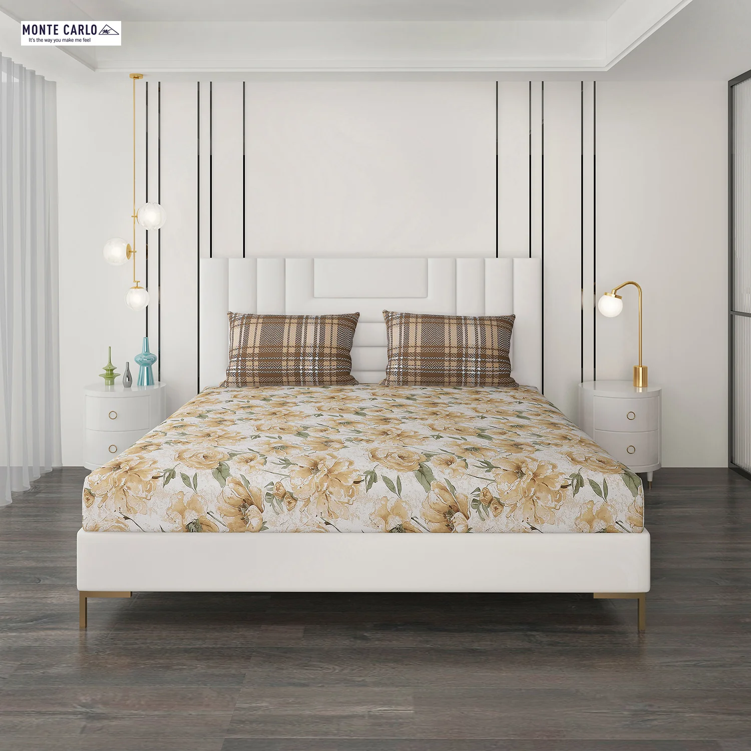 144 TC Cotton Double Bedsheet with 2 Pillow Covers - Image 3