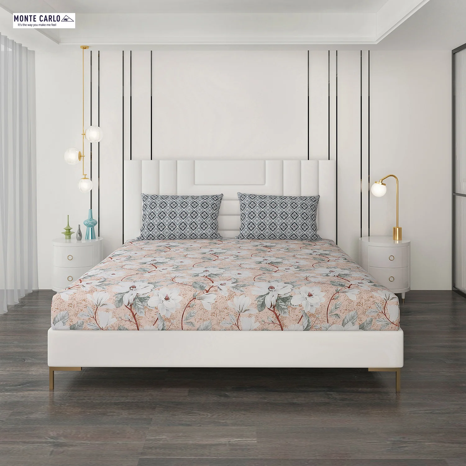 144 TC Cotton Double Bedsheet with 2 Pillow Covers - Image 3