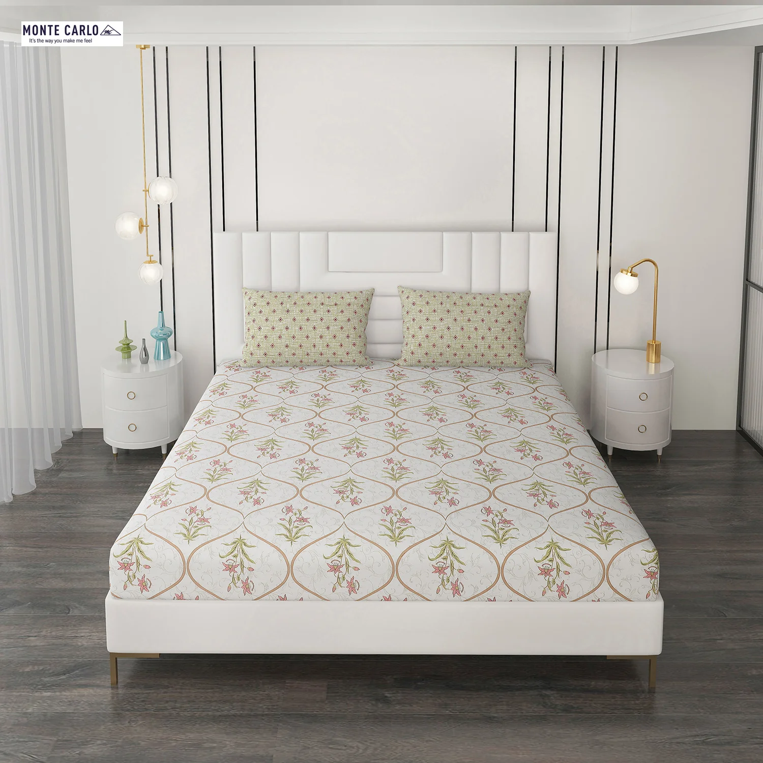 144 TC Cotton Double Bedsheet with 2 Pillow Covers - Image 2