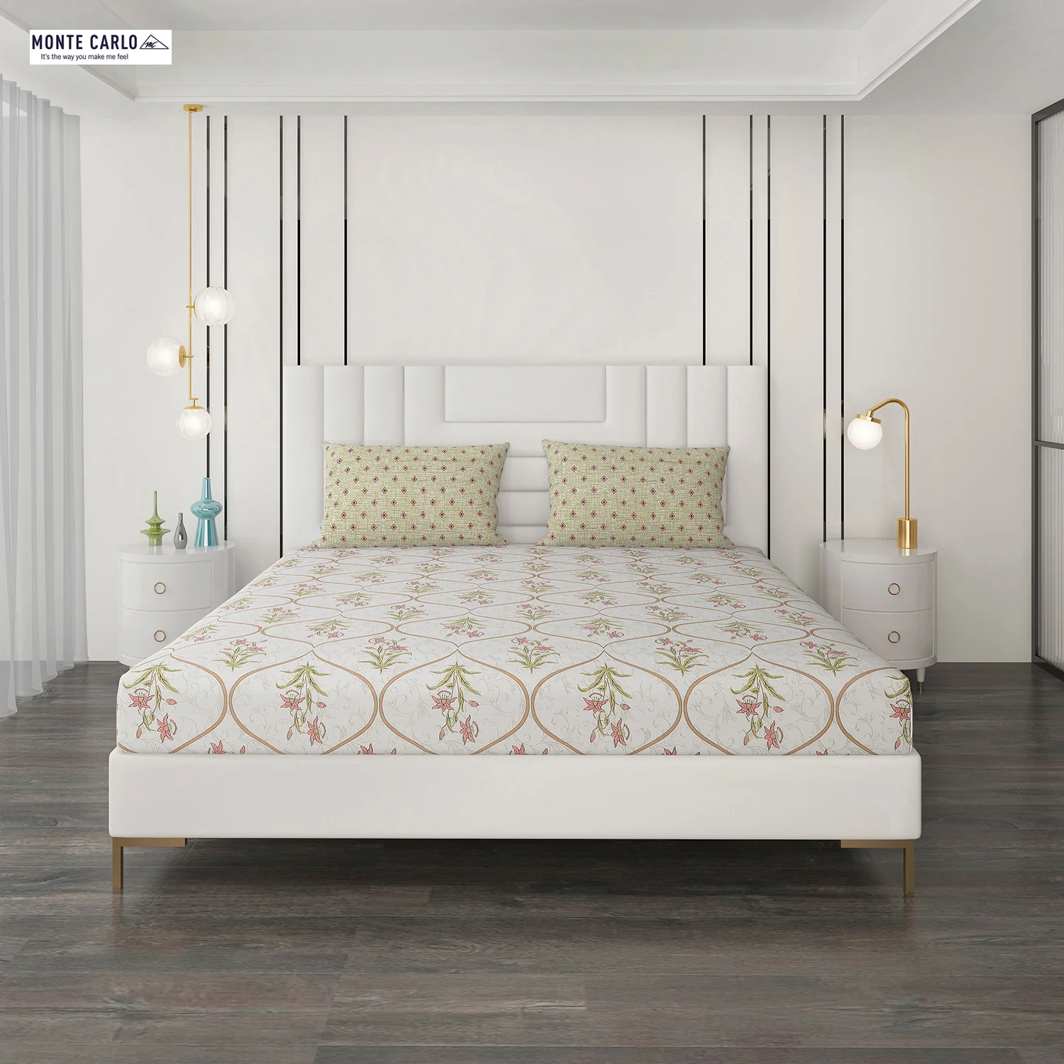 144 TC Cotton Double Bedsheet with 2 Pillow Covers - Image 3