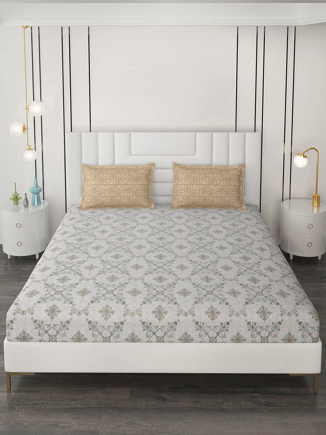 144 TC Cotton Double Bedsheet with 2 Pillow Covers - Image 2