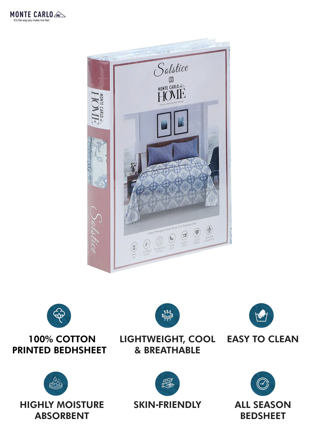 144 TC Cotton Double Bedsheet with 2 Pillow Covers - Image 9