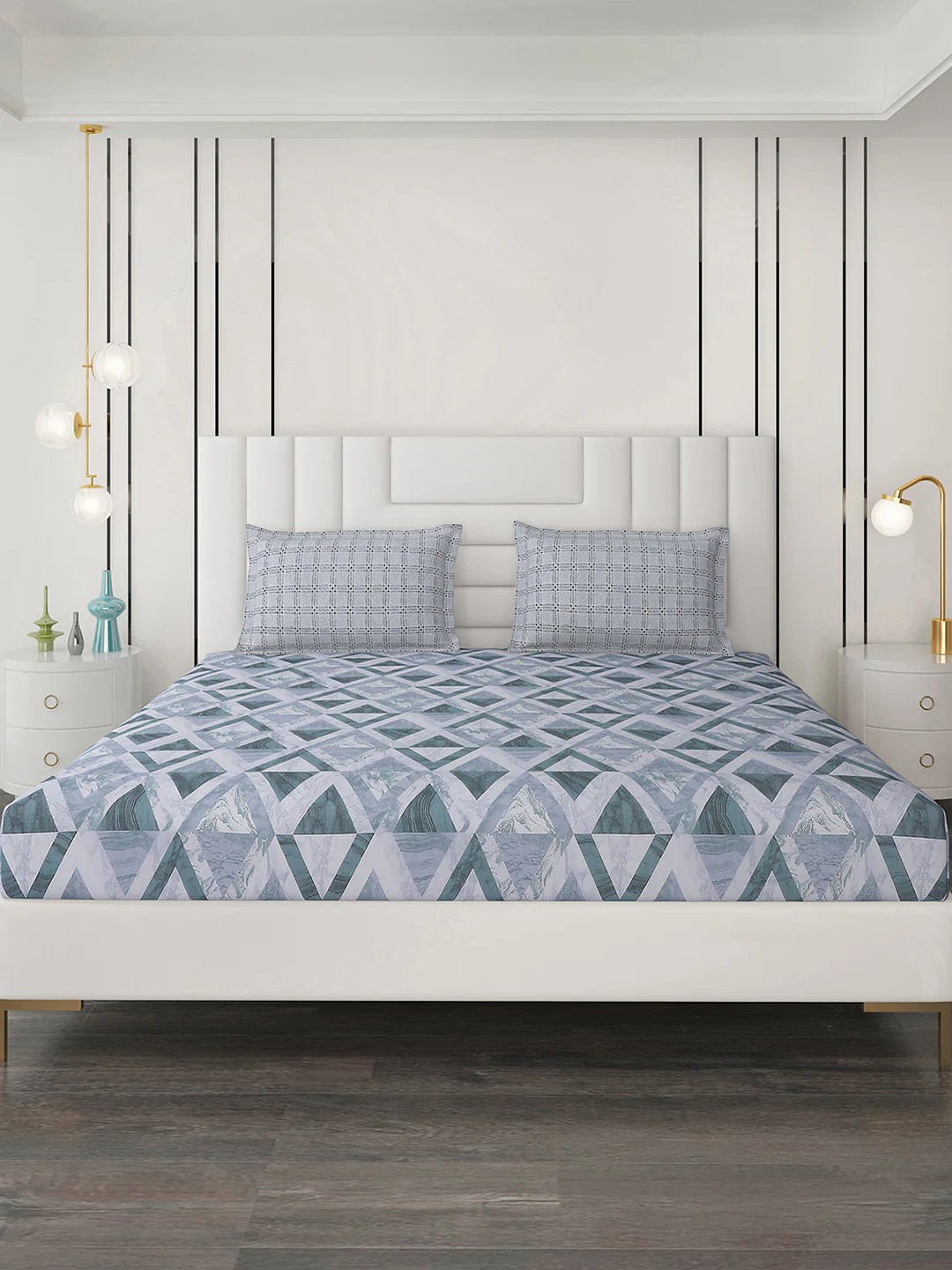 144 TC Cotton Double Bedsheet with 2 Pillow Covers - Image 3