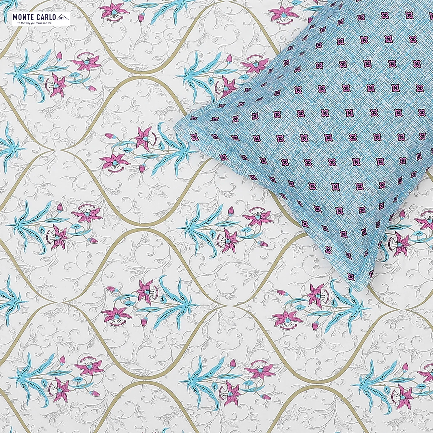 144 TC Cotton Double Bedsheet with 2 Pillow Covers - Image 5