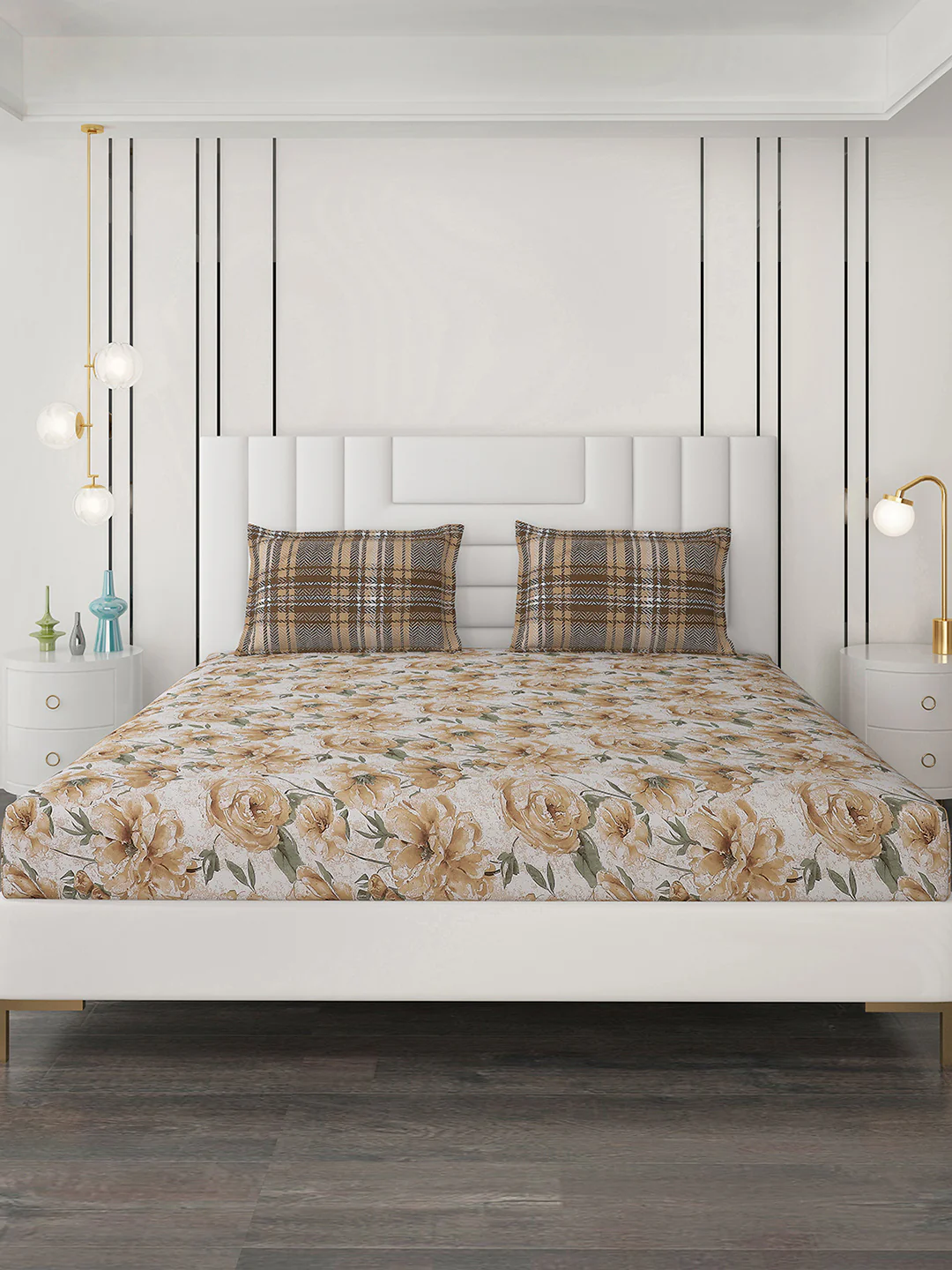 144 TC Cotton Double Bedsheet with 2 Pillow Covers - Image 2