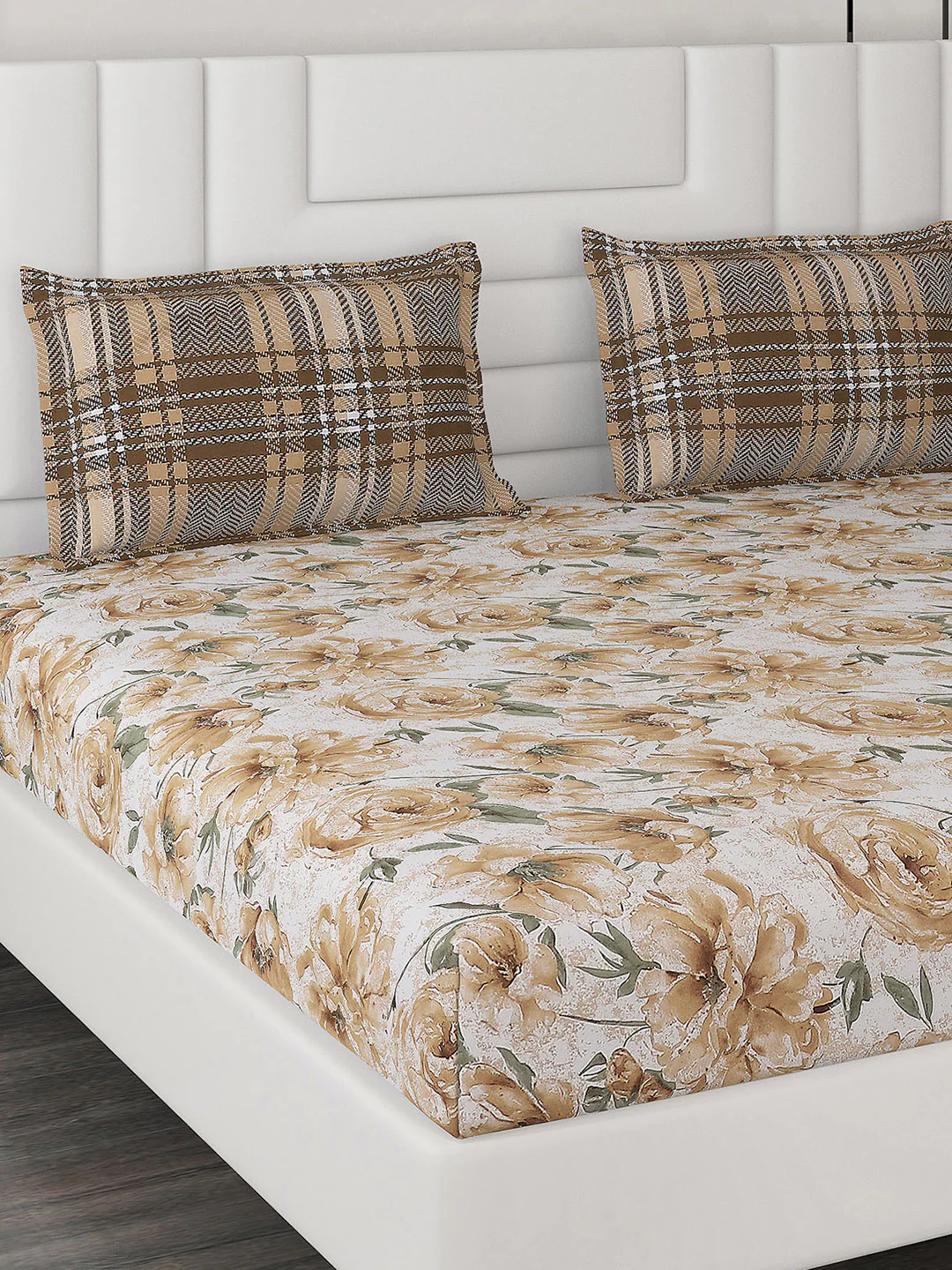 144 TC Cotton Double Bedsheet with 2 Pillow Covers - Image 3