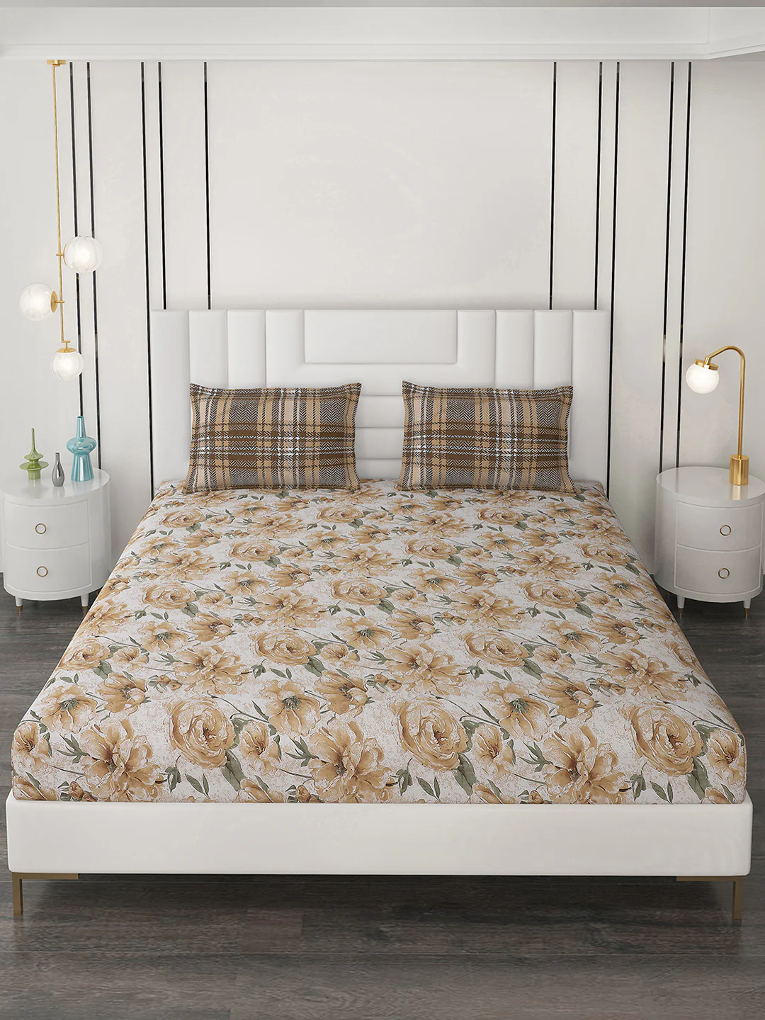 144 TC Cotton Double Bedsheet with 2 Pillow Covers - Image 4