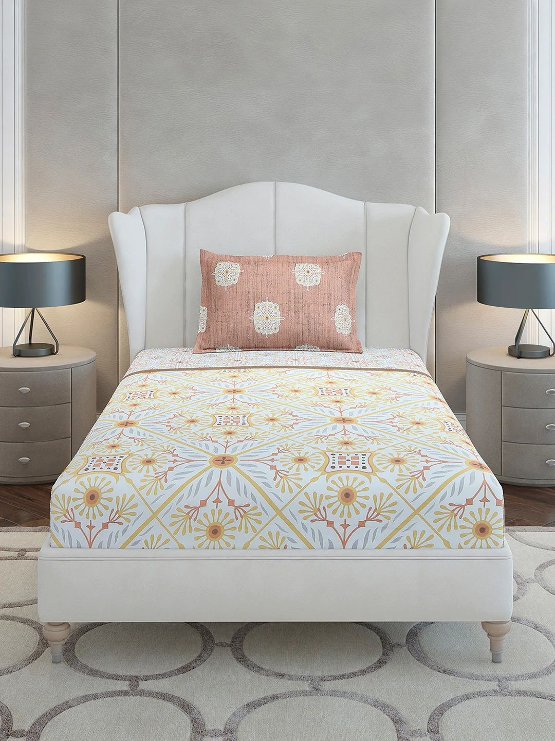 144 TC Cotton Single Bedsheet with 1 Pillow Cover (Solstice) - Image 3