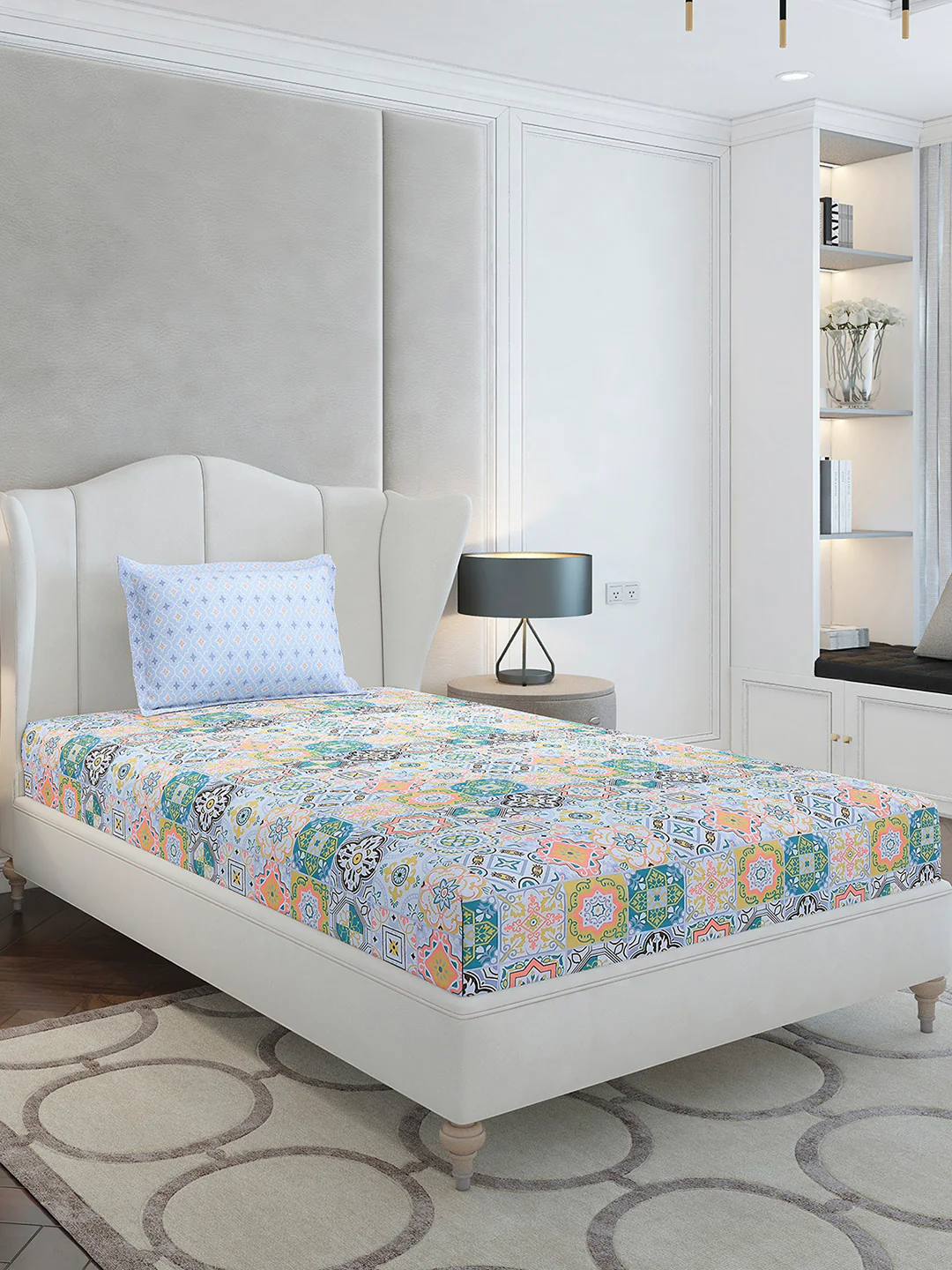 144 TC Cotton Single Bedsheet with 1 Pillow Cover (Solstice) - Image 4