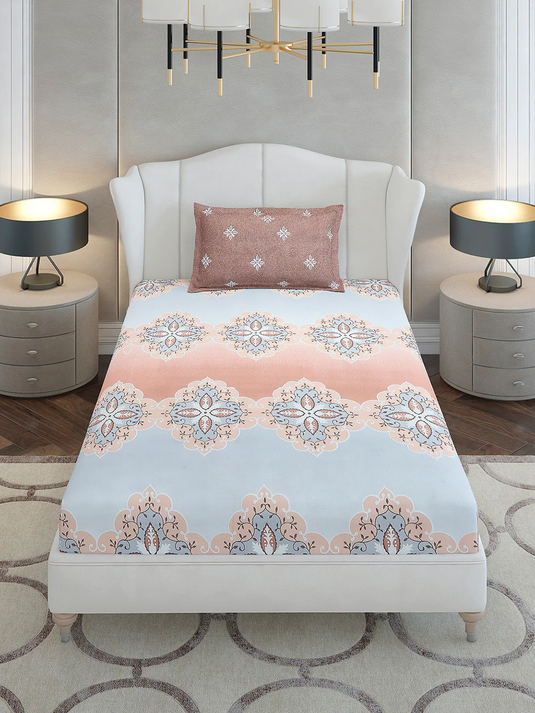 144 TC Cotton Single Bedsheet with 1 Pillow Cover (Solstice) - Image 2