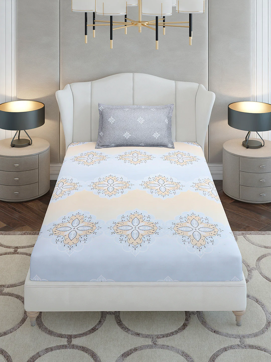 144 TC Cotton Single Bedsheet with 1 Pillow Cover (Solstice) - Image 2