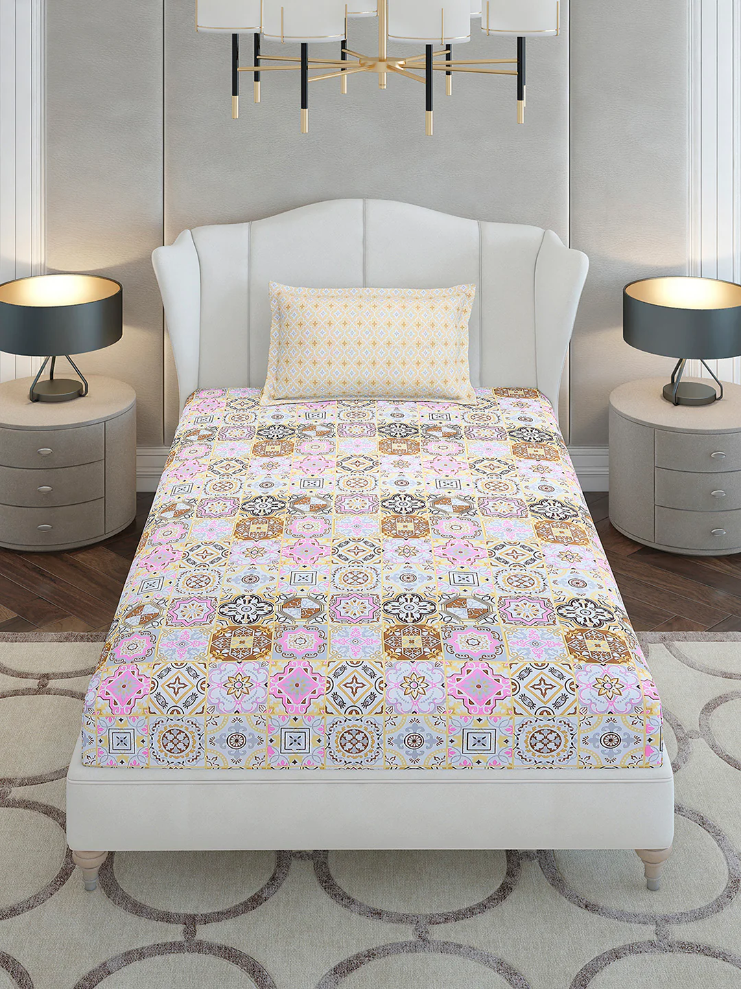 144 TC Cotton Single Bedsheet with 1 Pillow Cover (Solstice) - Image 2