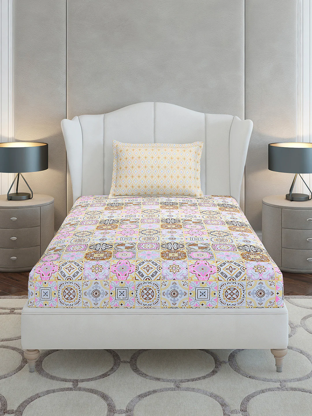 144 TC Cotton Single Bedsheet with 1 Pillow Cover (Solstice) - Image 3