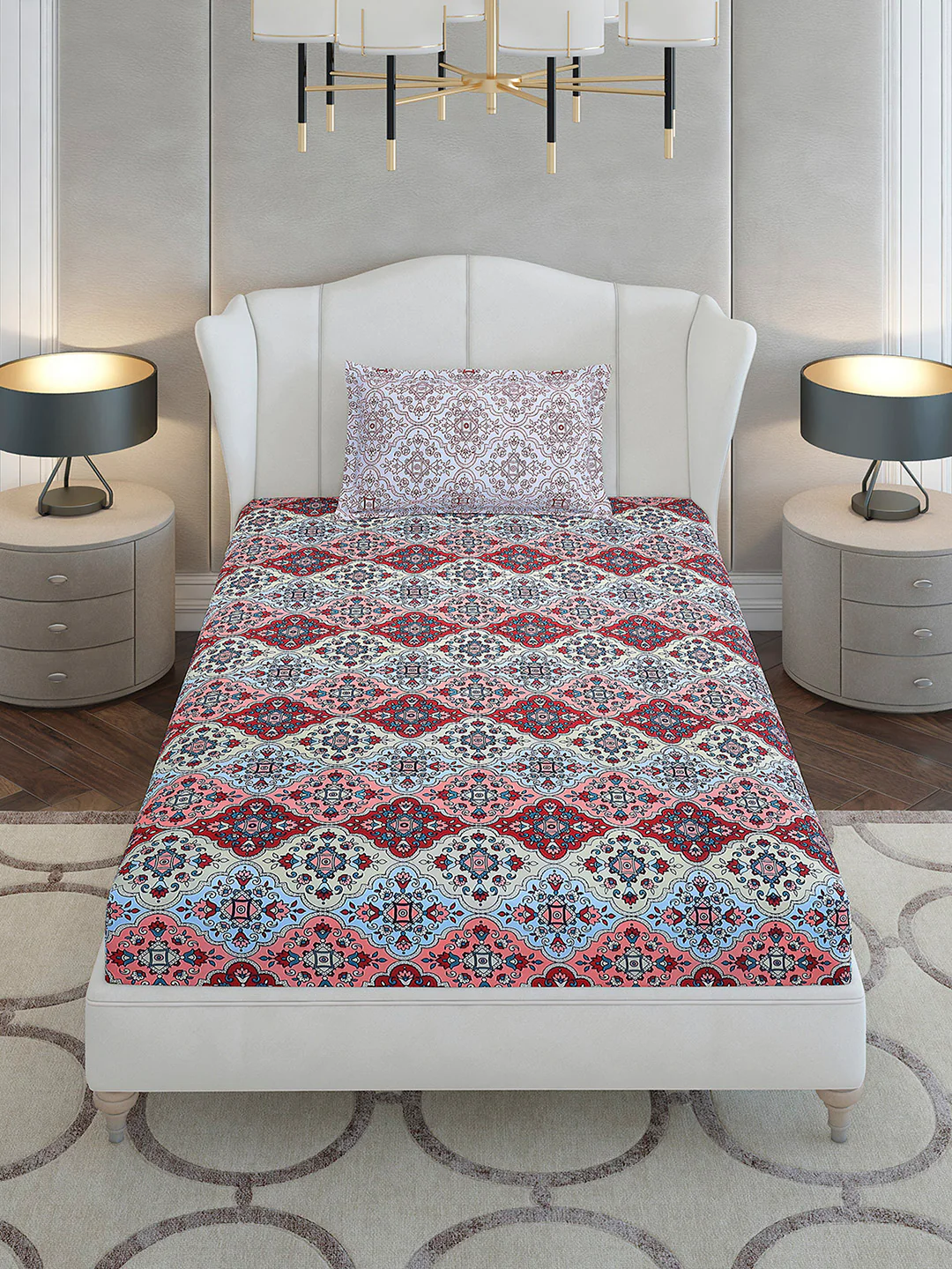 144 TC Cotton Single Bedsheet with 1 Pillow Cover (Solstice) - Image 2