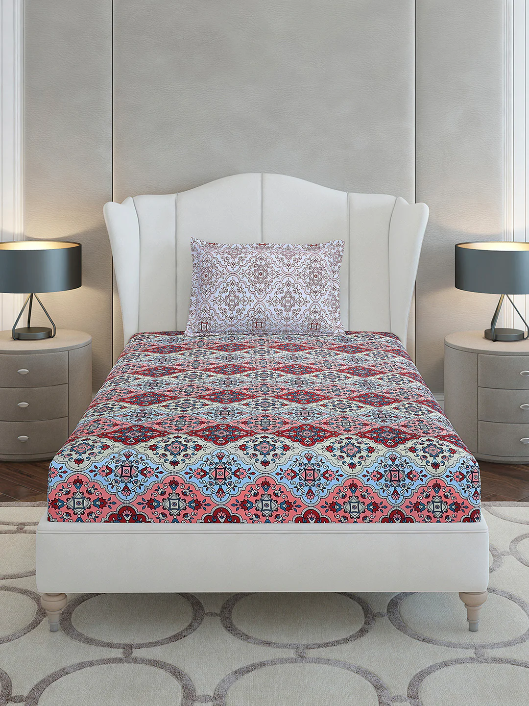 144 TC Cotton Single Bedsheet with 1 Pillow Cover (Solstice) - Image 3