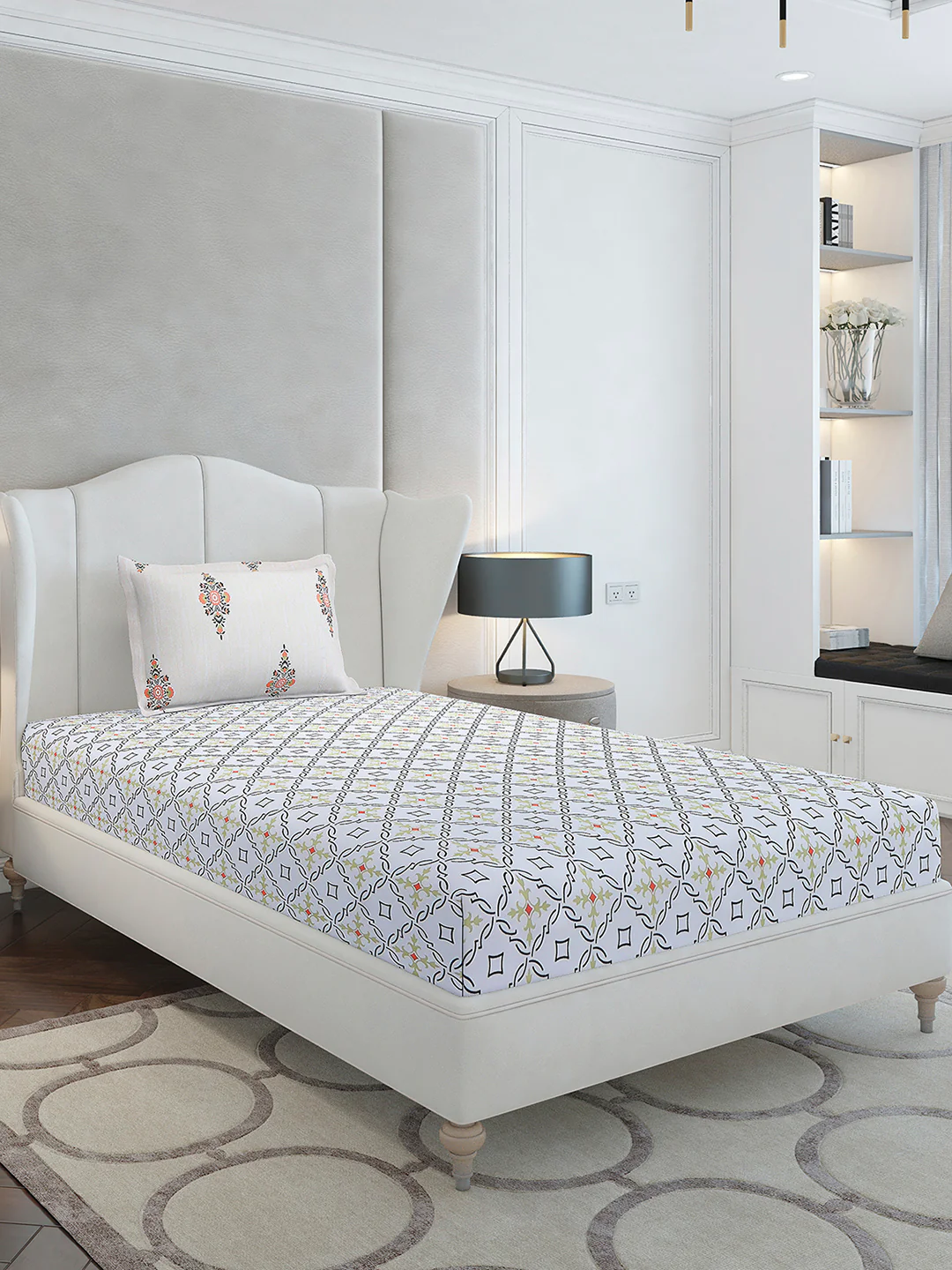 144 TC Cotton Single Bedsheet with 1 Pillow Cover (Solstice) - Image 4