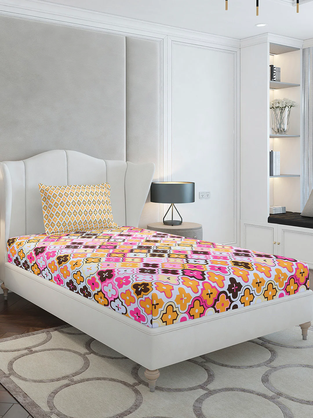 144 TC Cotton Single Bedsheet with 1 Pillow Cover (Solstice) - Image 4