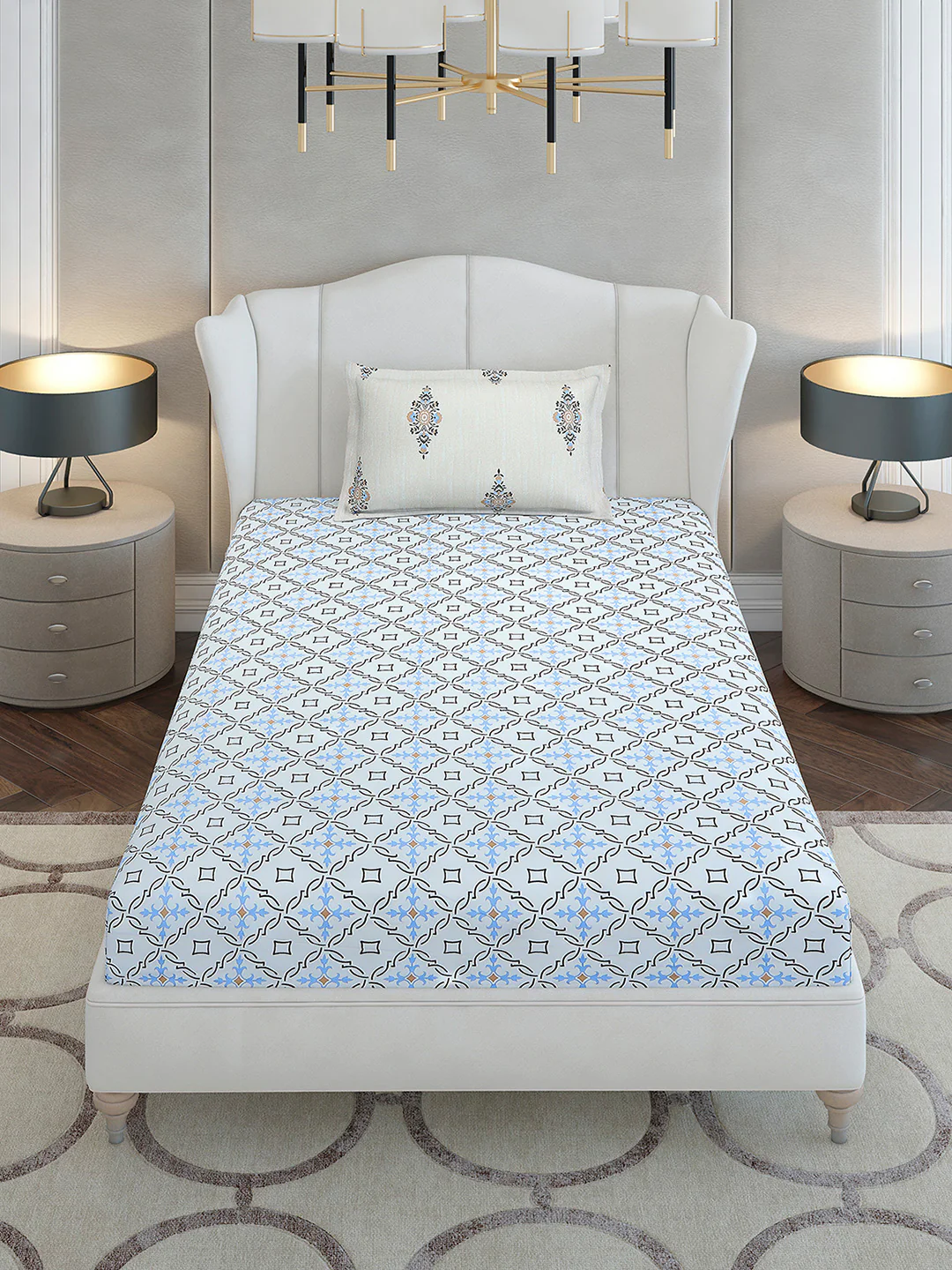 144 TC Cotton Single Bedsheet with 1 Pillow Cover (Solstice) - Image 2