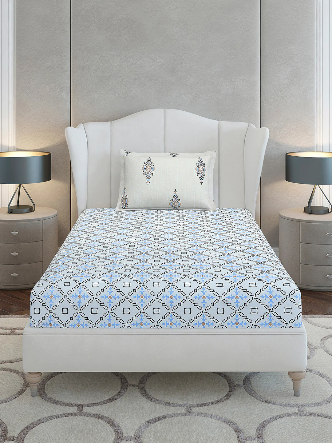 144 TC Cotton Single Bedsheet with 1 Pillow Cover (Solstice) - Image 3
